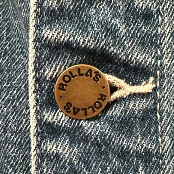 Rollas Sailor Denim Jumpsuit Women’s XL 14 NWT Wide Leg One Piece Short Sleeve - Picture 7 of 9